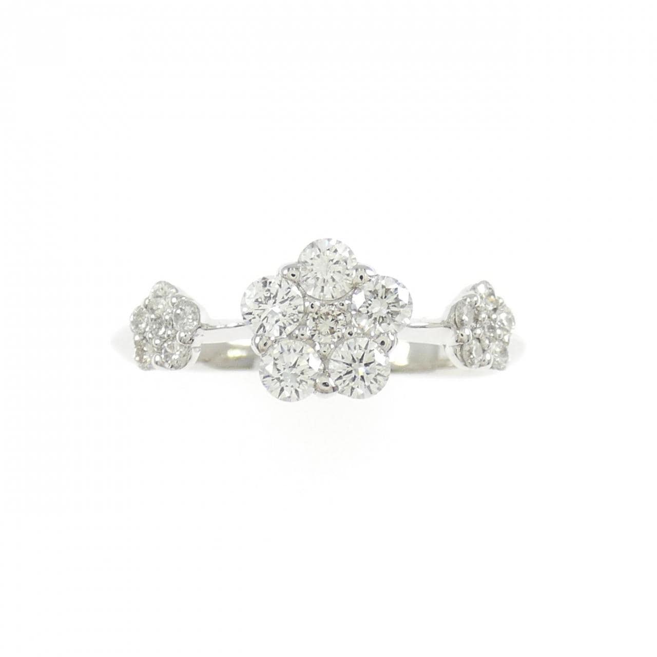 K18WG フラワー ダイヤモンド リング 0.43CT