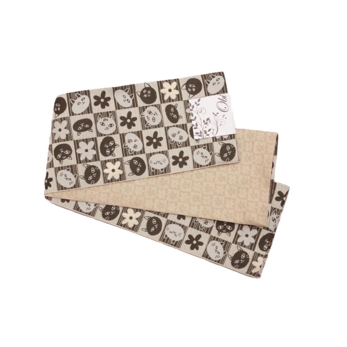 【新品】半幅帯　猫