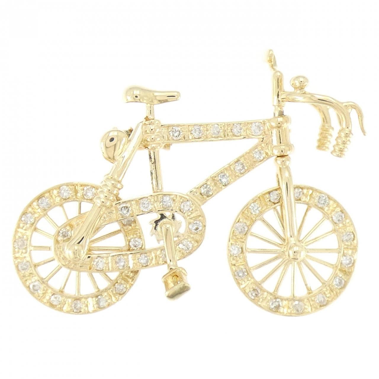 K18YG バイシクル ダイヤモンド ブローチ 0.50CT