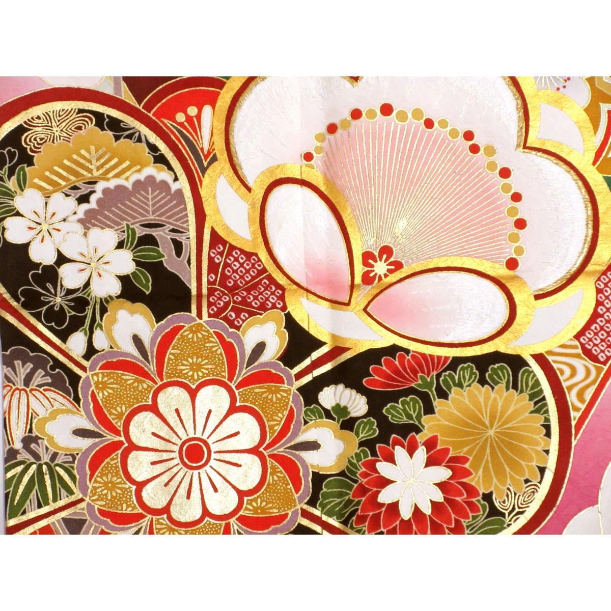 振袖　友禅金彩加工　刺繍入りボカシ染