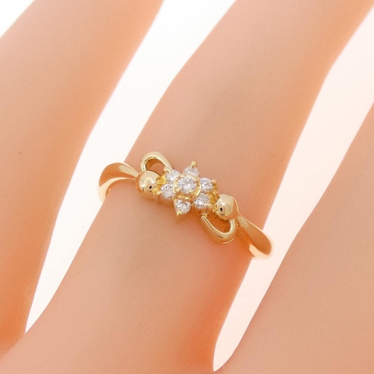 K18YG花朵鑽石戒指0.07CT