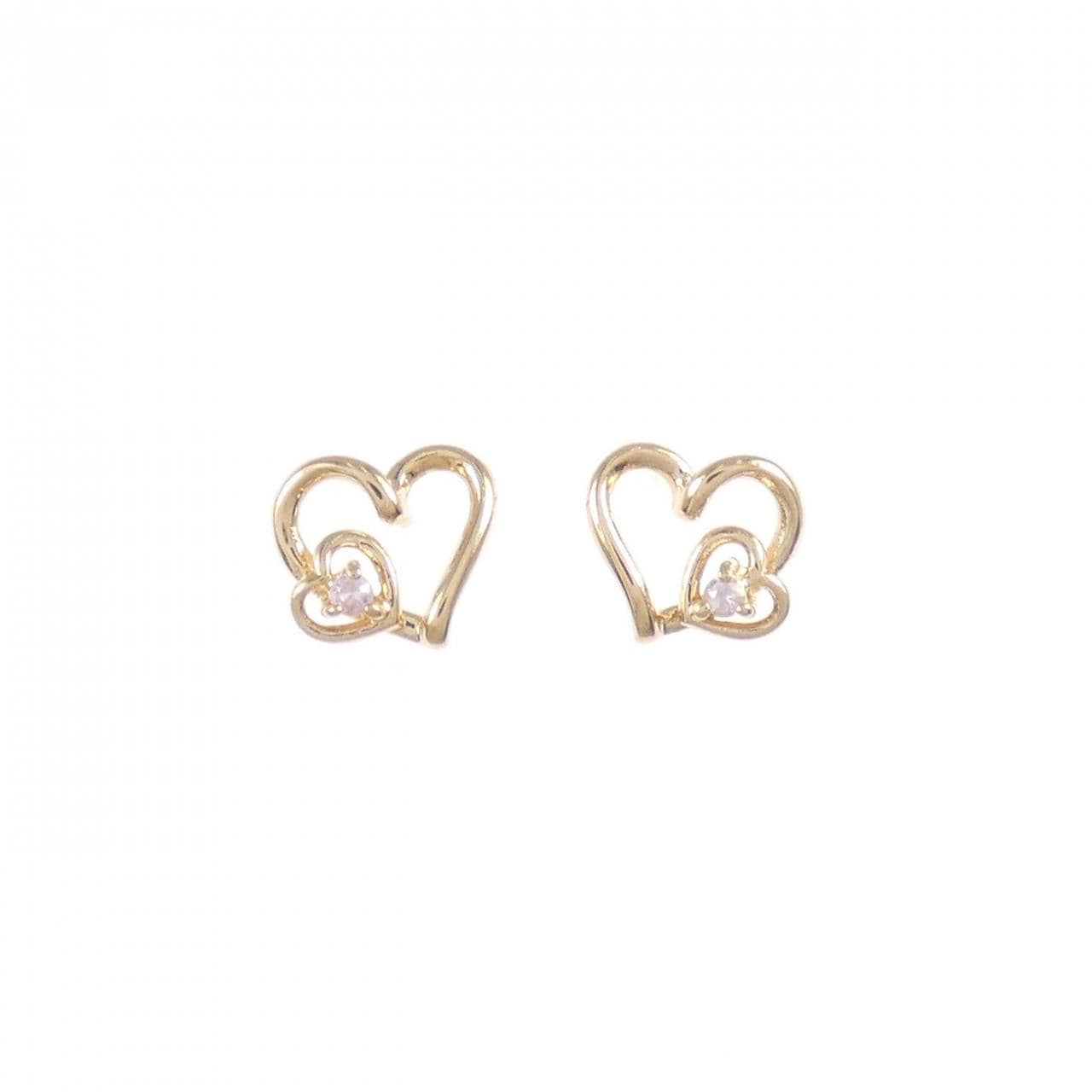 K18PG愛心藍寶石耳釘