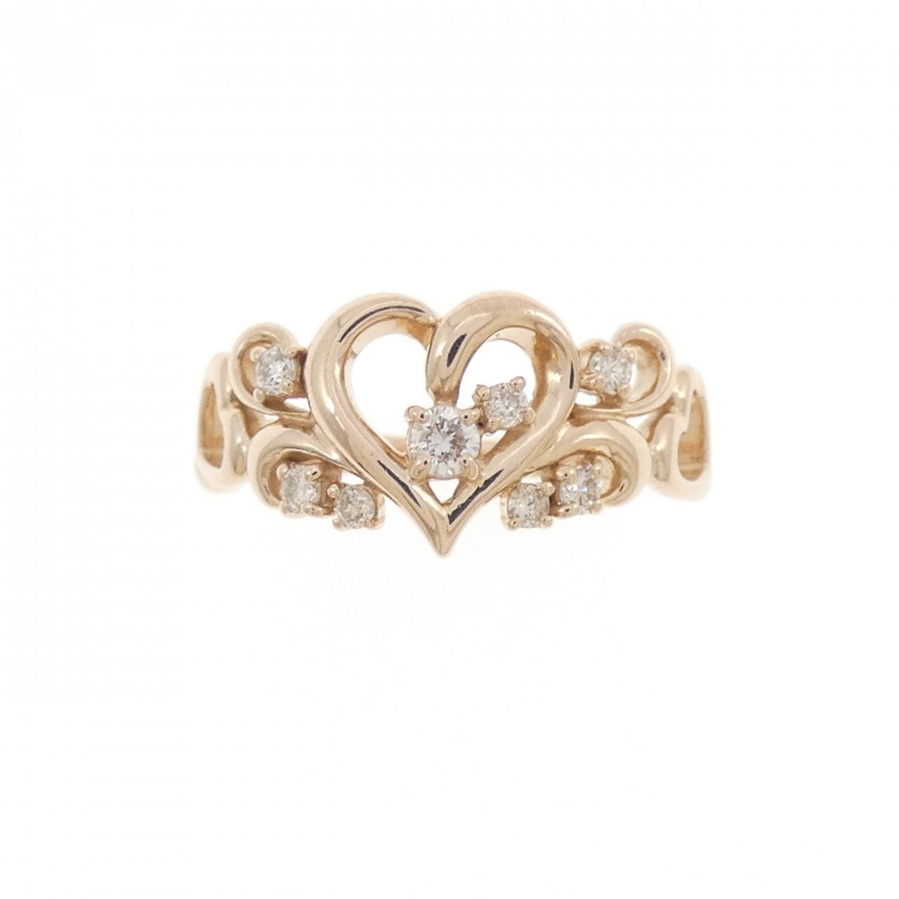K18PG ハート ダイヤモンド リング 0.15CT