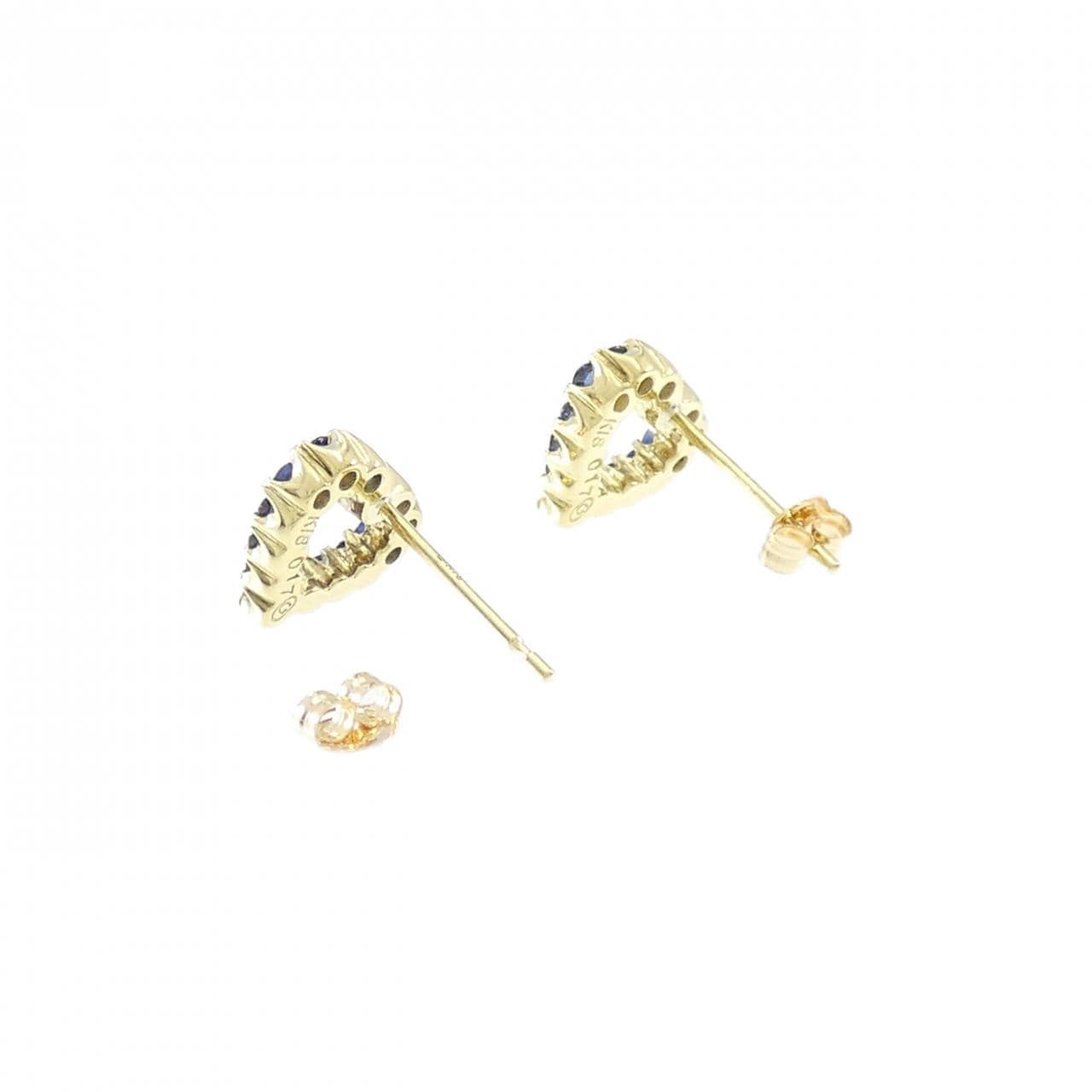 K18YG Heart Sapphire Earrings 0.34CT