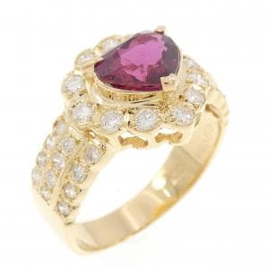 K18YG ハート ルビー リング 1.46CT