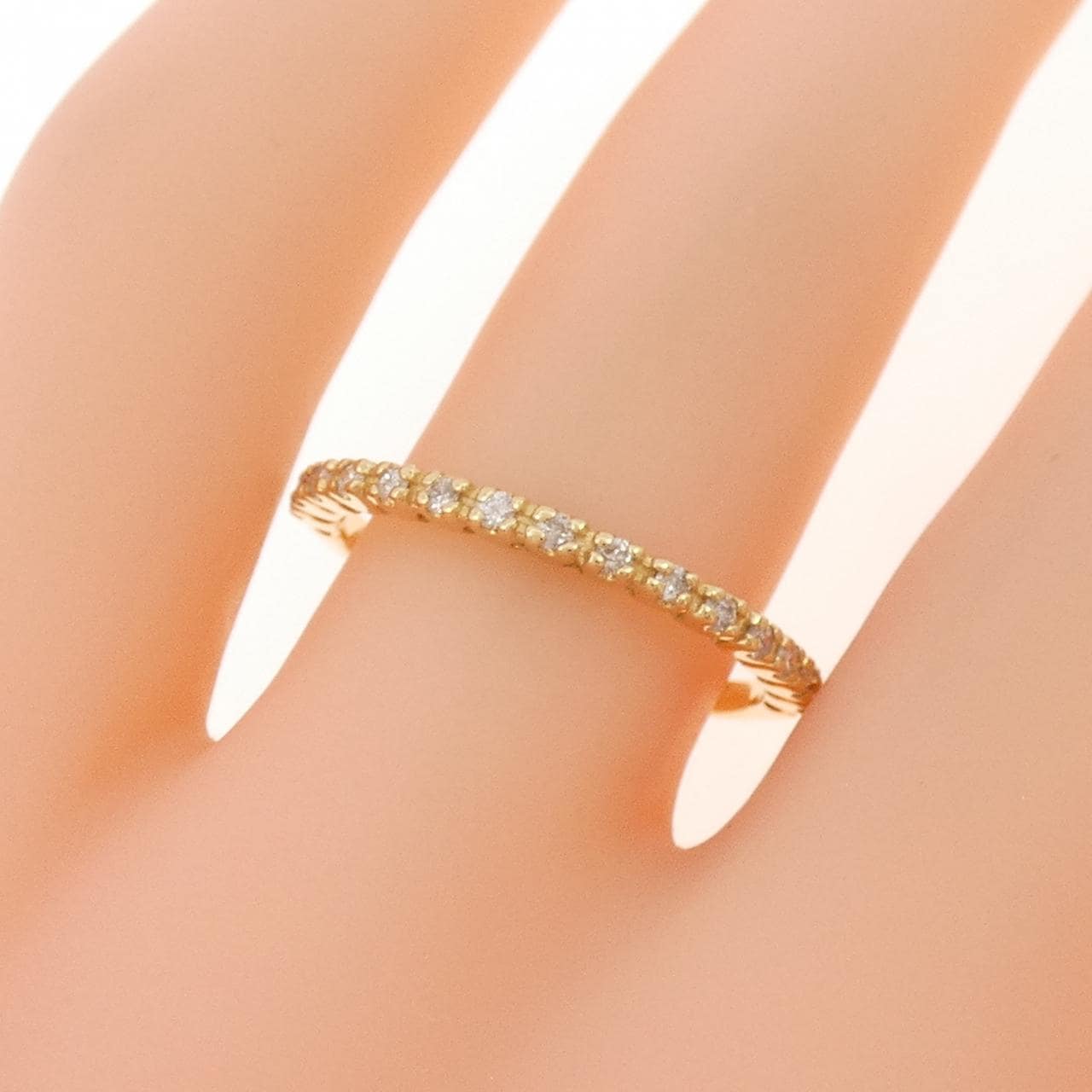 K18YG ハーフエタニティ ダイヤモンド リング 0.13CT