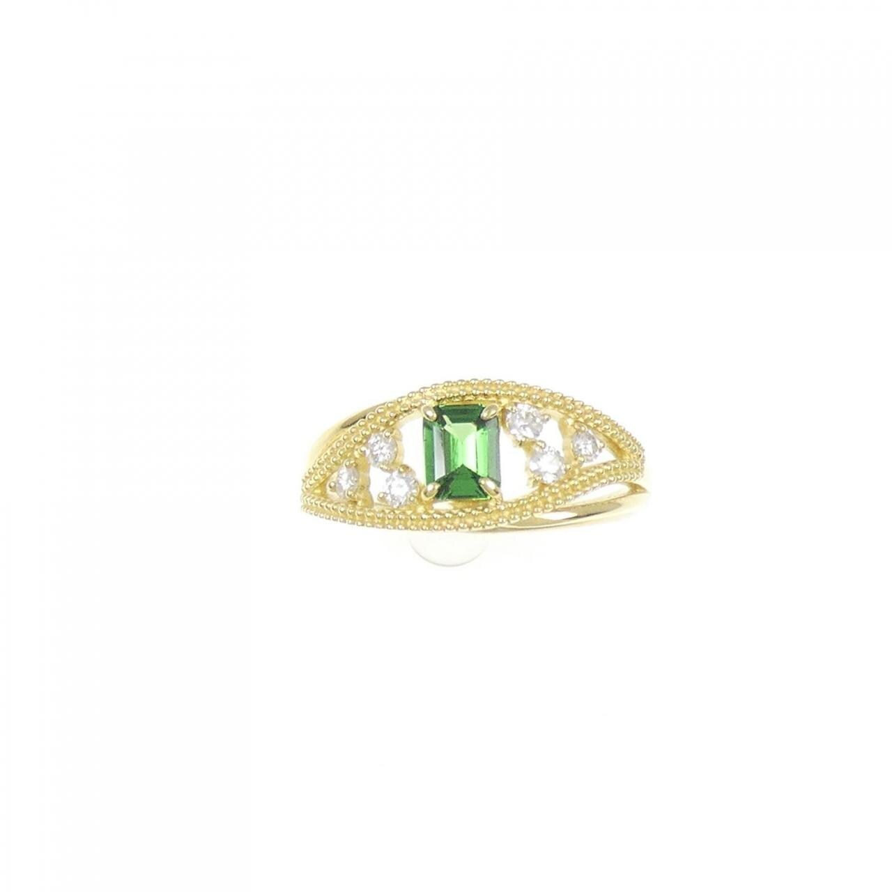 【新品】K18YG グリーンガーネット リング 0.41CT