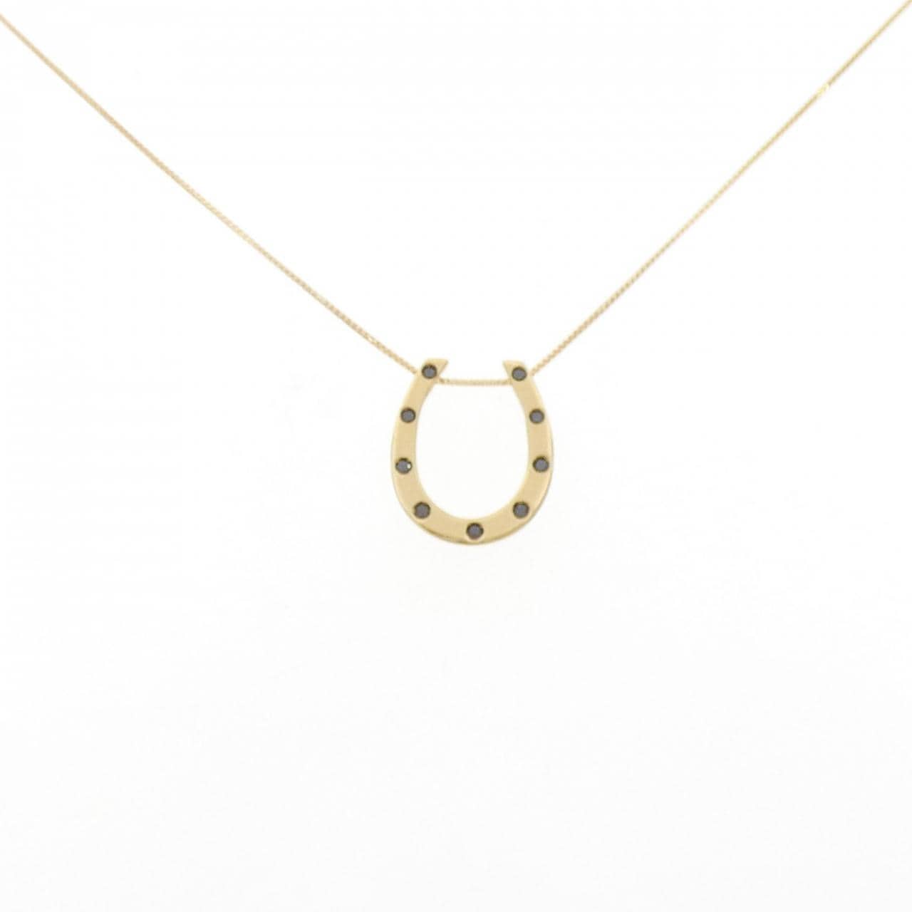 K18YG ホースシュー ダイヤモンド ネックレス 0.10CT
