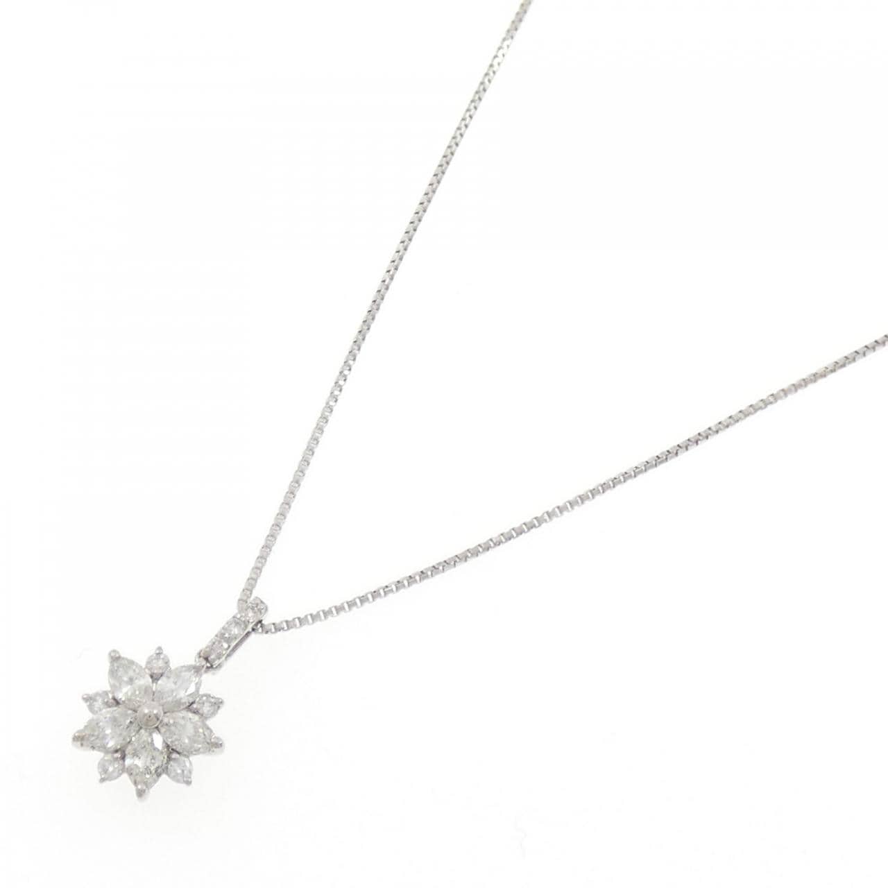 【新品】PT900/PT850 フラワー ダイヤモンド ネックレス 0.30CT