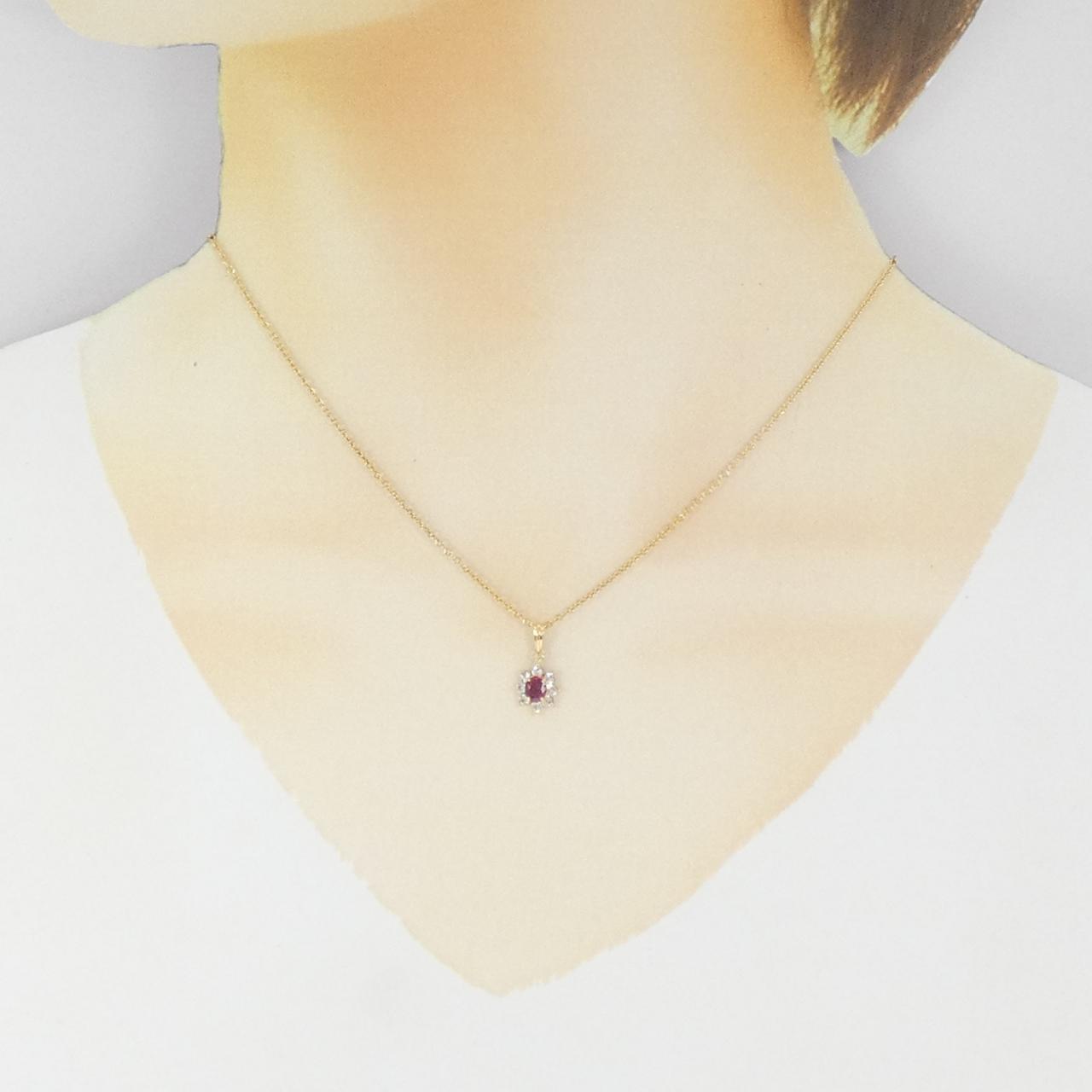 K18YG Ruby Necklace 0.33CT