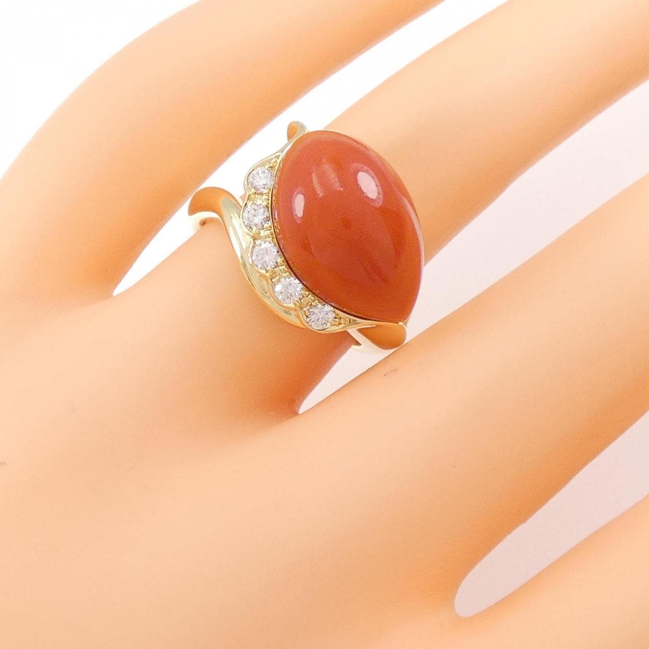 K18YG coral ring