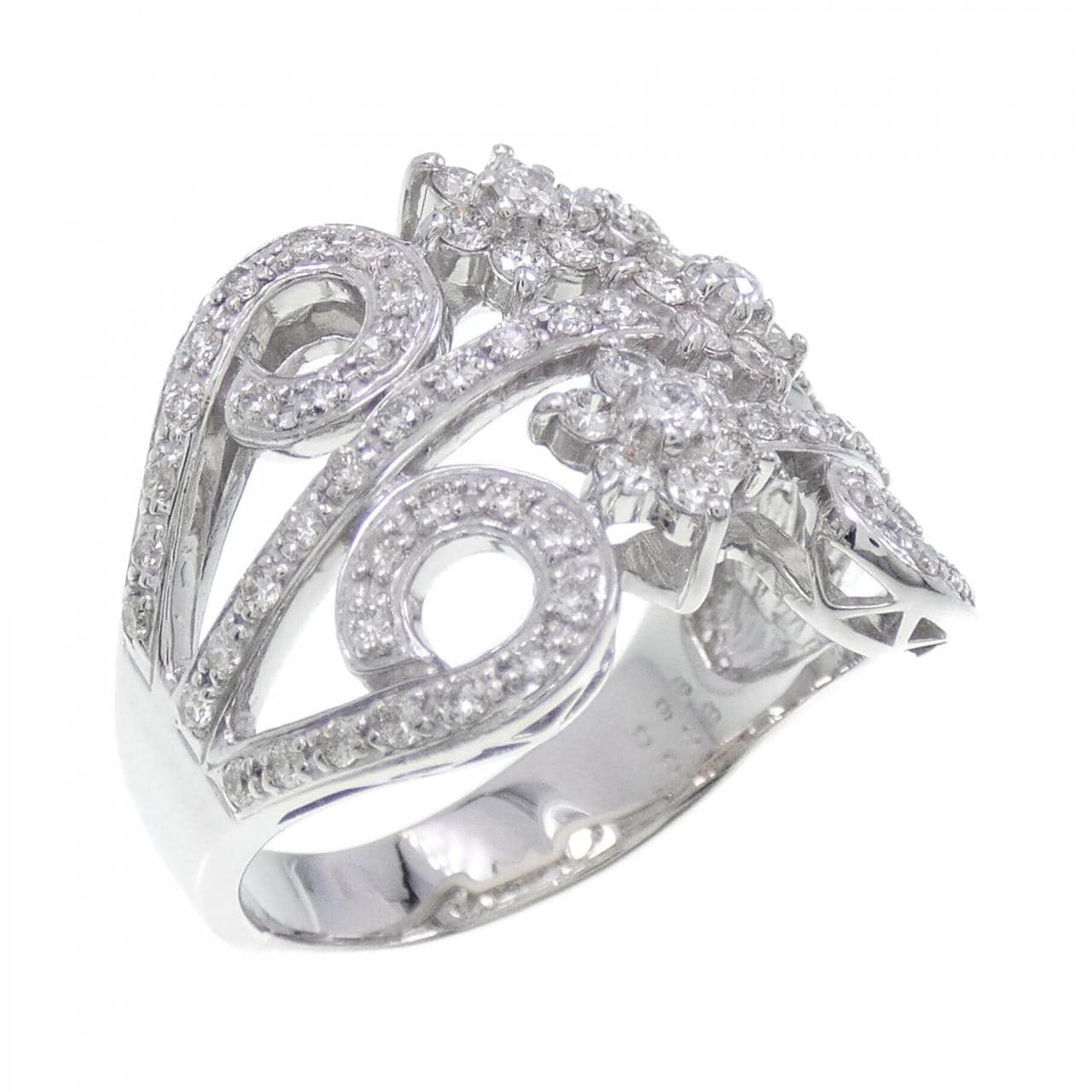 K18WG Flower Diamond Ring 0.93CT