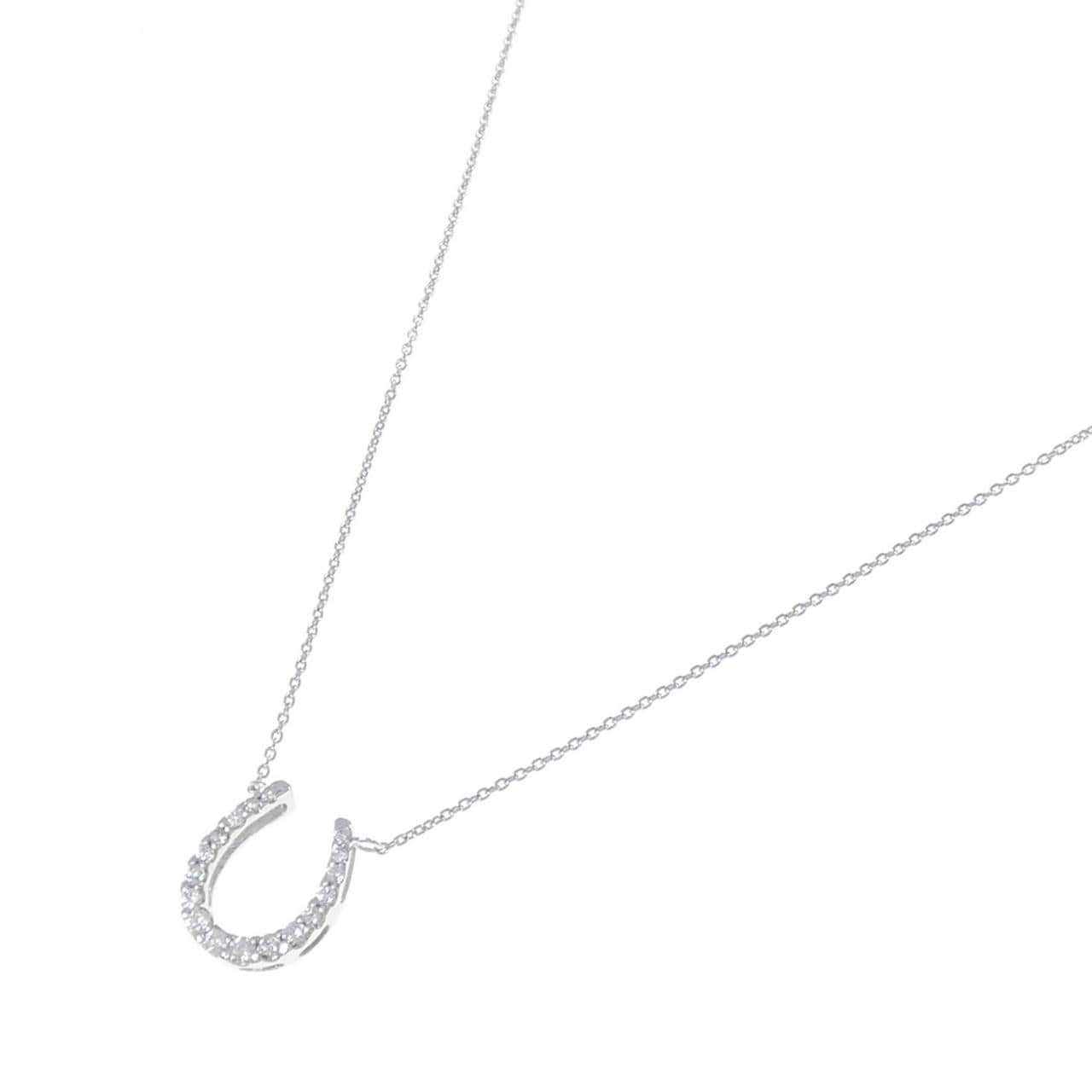 K18WG ホースシュー ダイヤモンド ネックレス 0.20CT