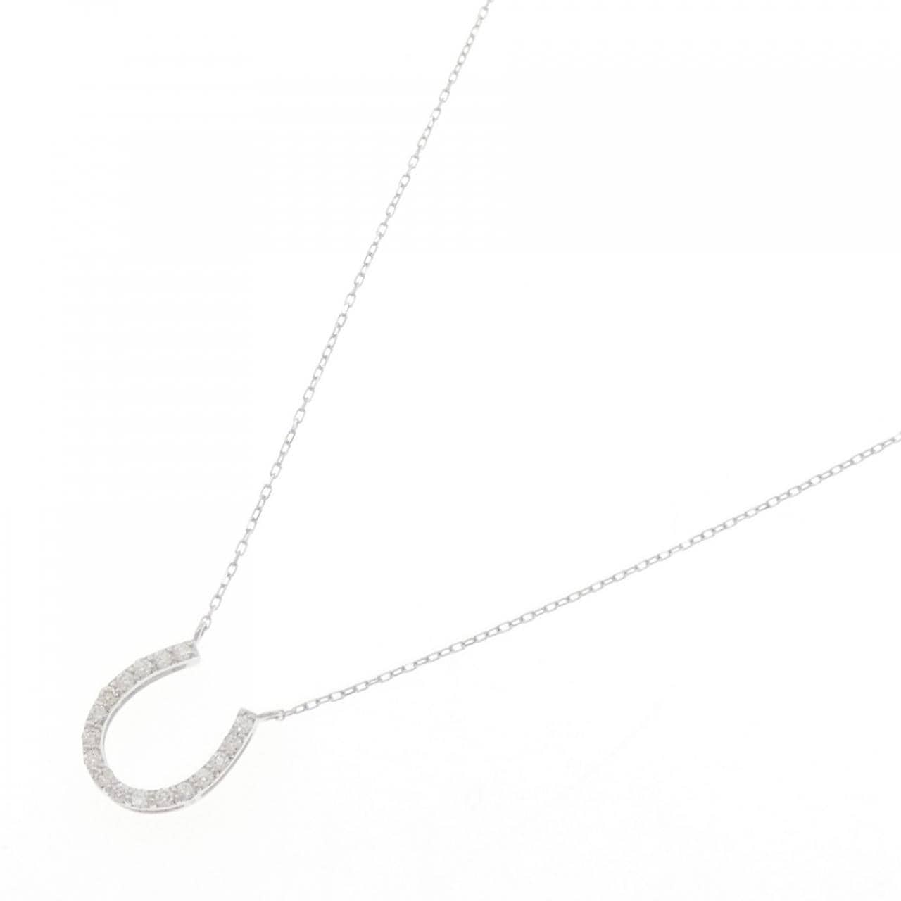 K18WG Horseshoe Diamond Necklace 0.20CT
