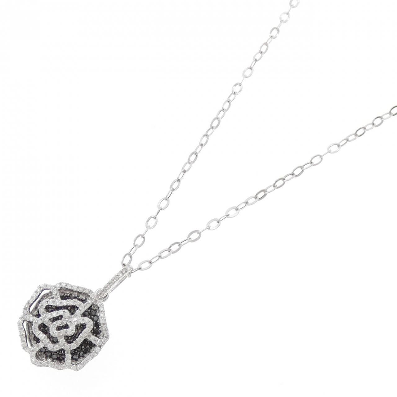 K18WG ローズ ダイヤモンド ネックレス 0.85CT