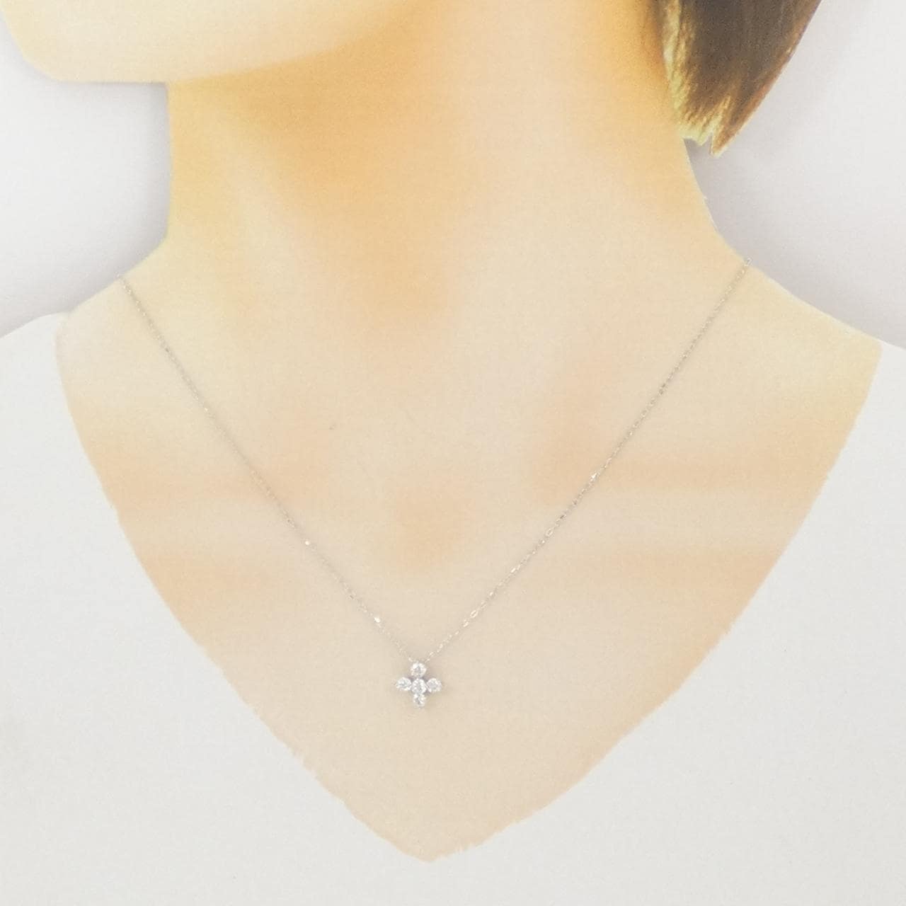 K18WG フラワー ダイヤモンド ネックレス 0.50CT