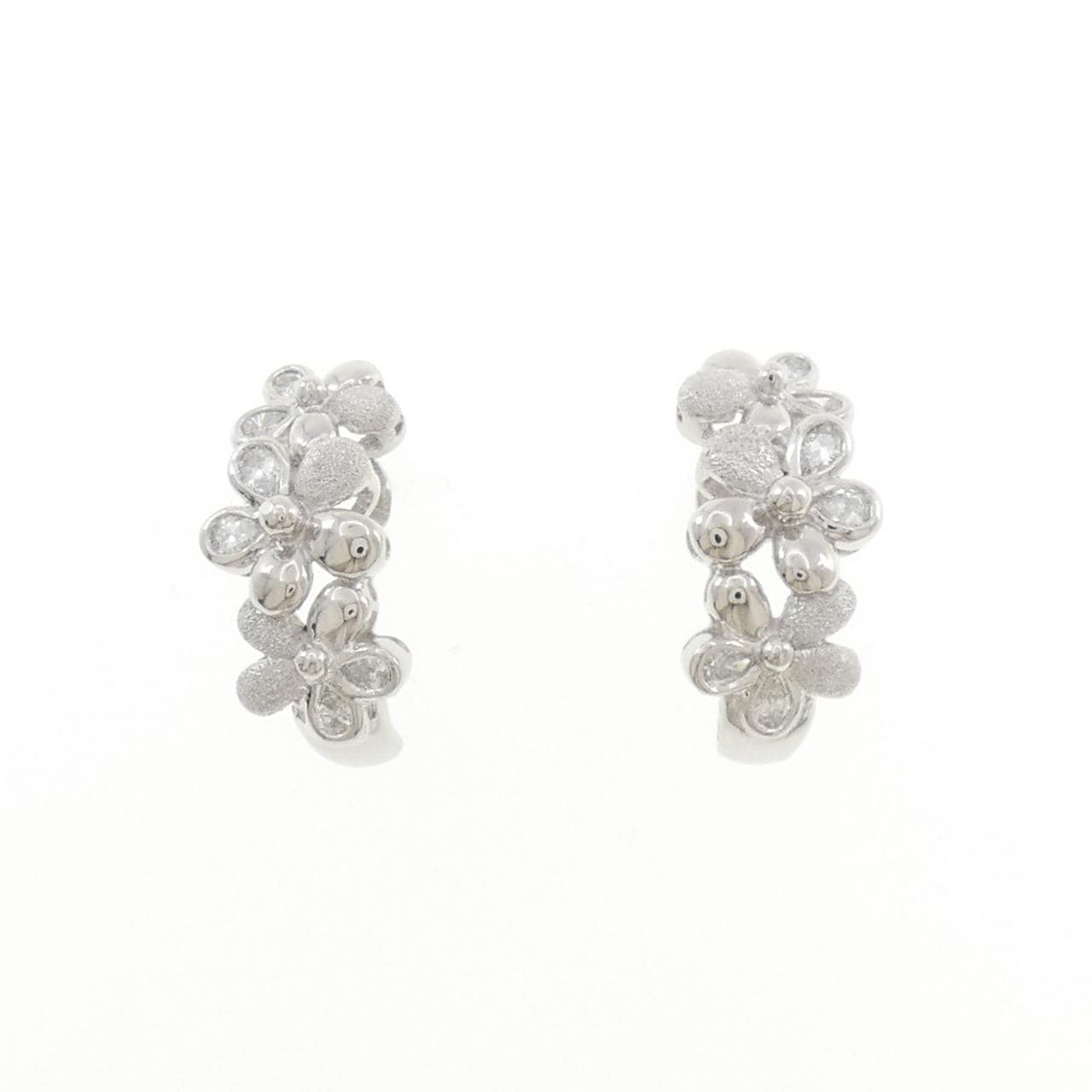 PT900 フラワー ダイヤモンド ピアス 0.63CT