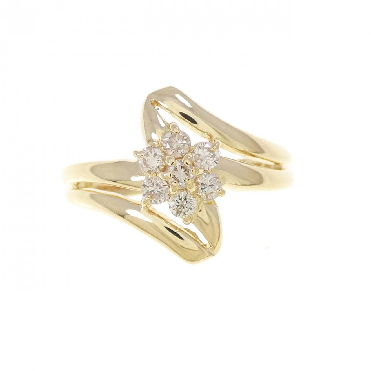 K18YG フラワー ダイヤモンド リング 0.21CT
