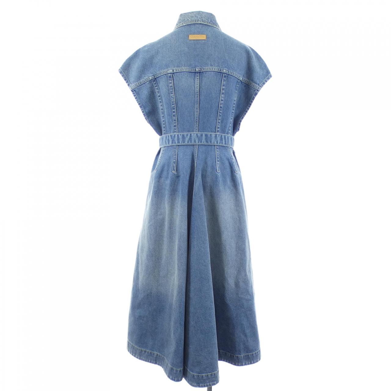 クリスチャンディオール CHRISTIAN DIOR ディオールオブリークコットンデニム フレアミディドレス 612R50A3153 ワンピース
