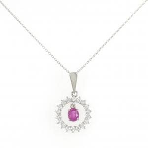 PT900/PT850 ルビー ネックレス 0.30CT