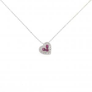 K18WG ハート ルビー ネックレス 0.26CT