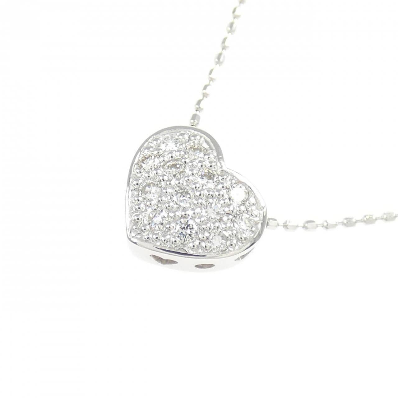 750WG/K18WG ハート ダイヤモンド ネックレス 0.17CT