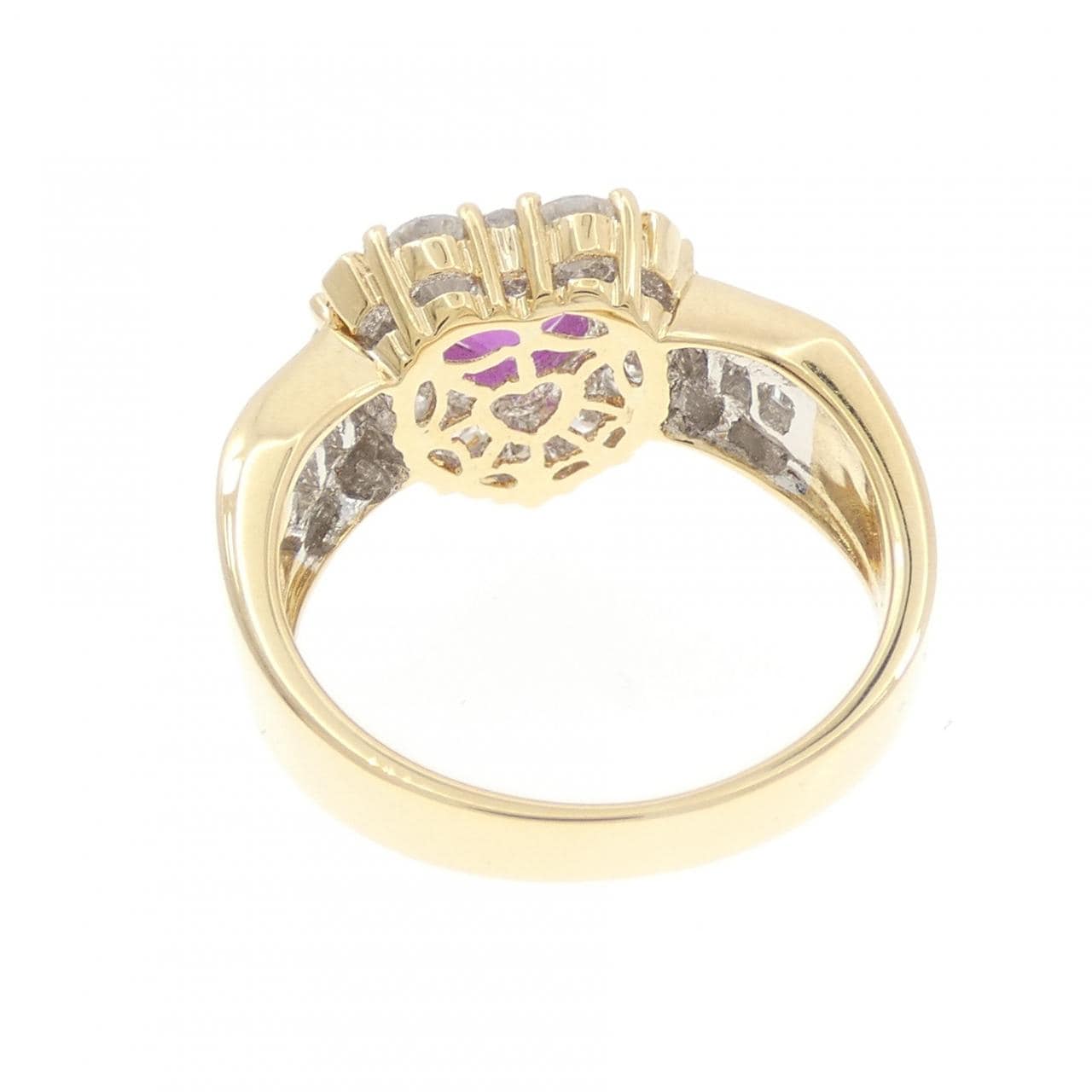 K18YG/K18WG ハート ルビー リング 0.55CT