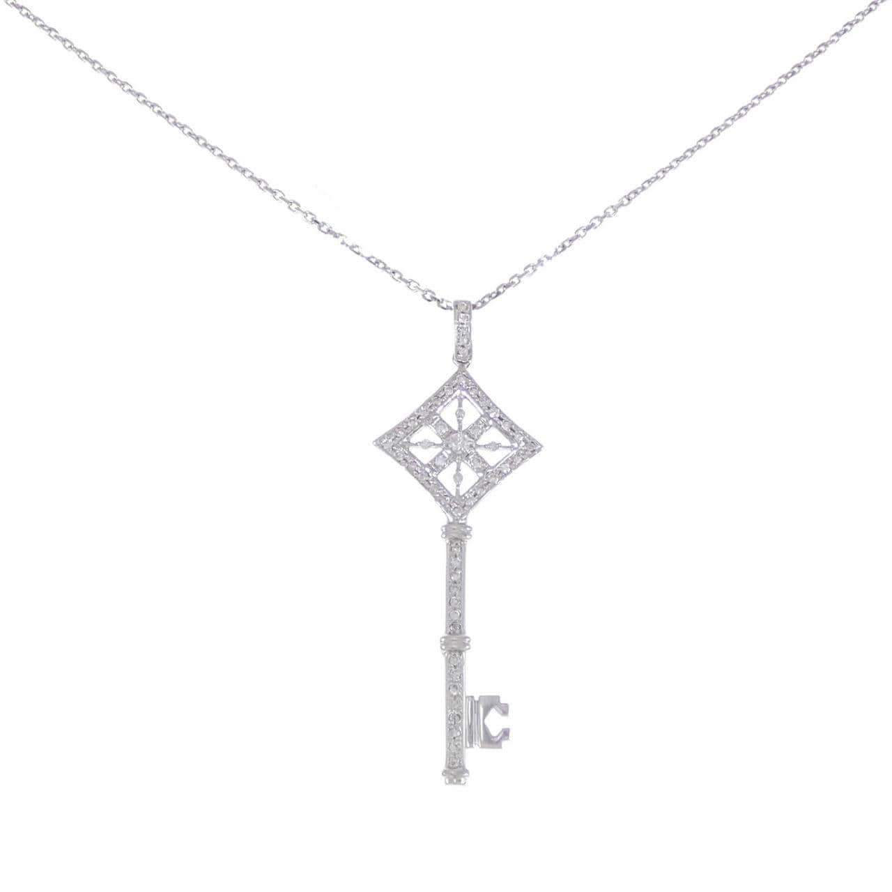 K18WG キー ダイヤモンド ネックレス 0.30CT