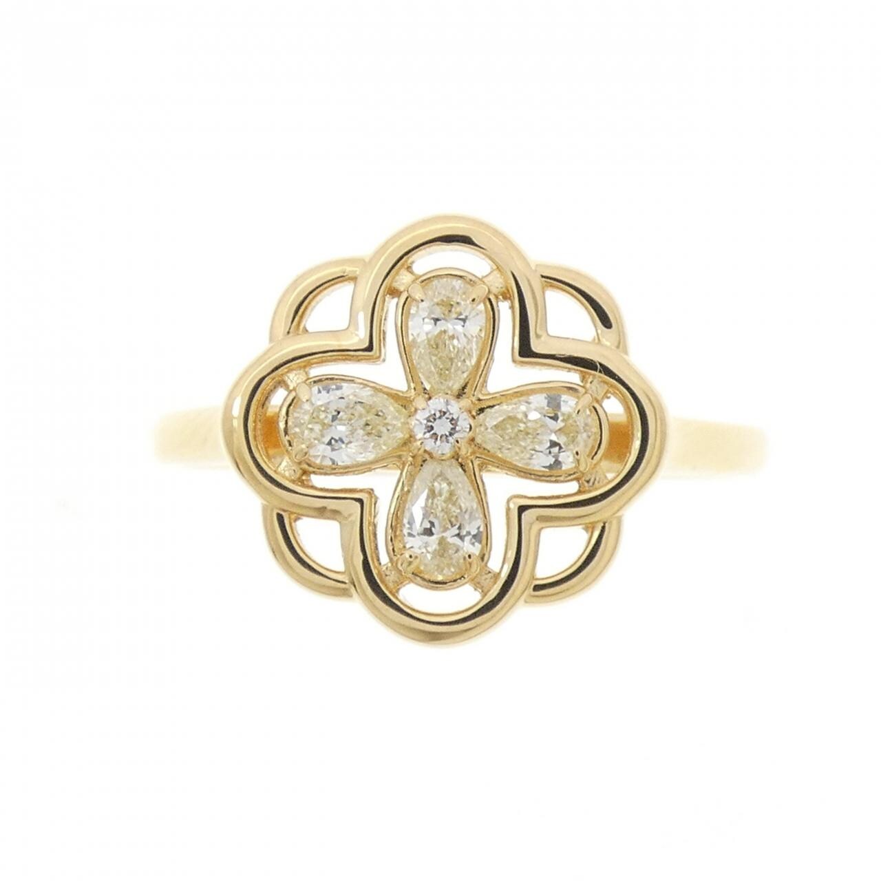 [新品] K18YG花朵鑽石戒指0.23CT
