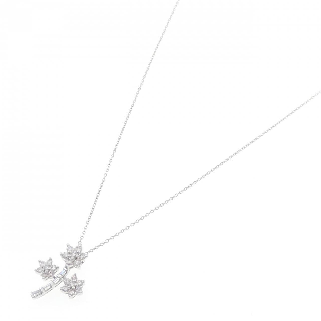 K18WG フラワー ダイヤモンド ネックレス 0.60CT