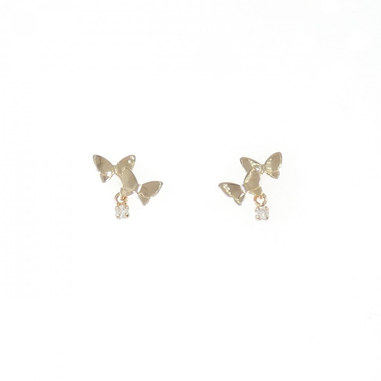 K18PG バタフライ ダイヤモンド ピアス 0.02CT