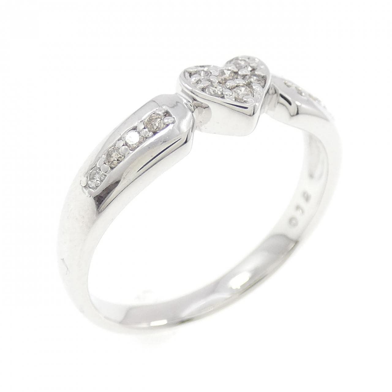 K18WG ハート ダイヤモンド リング 0.12CT