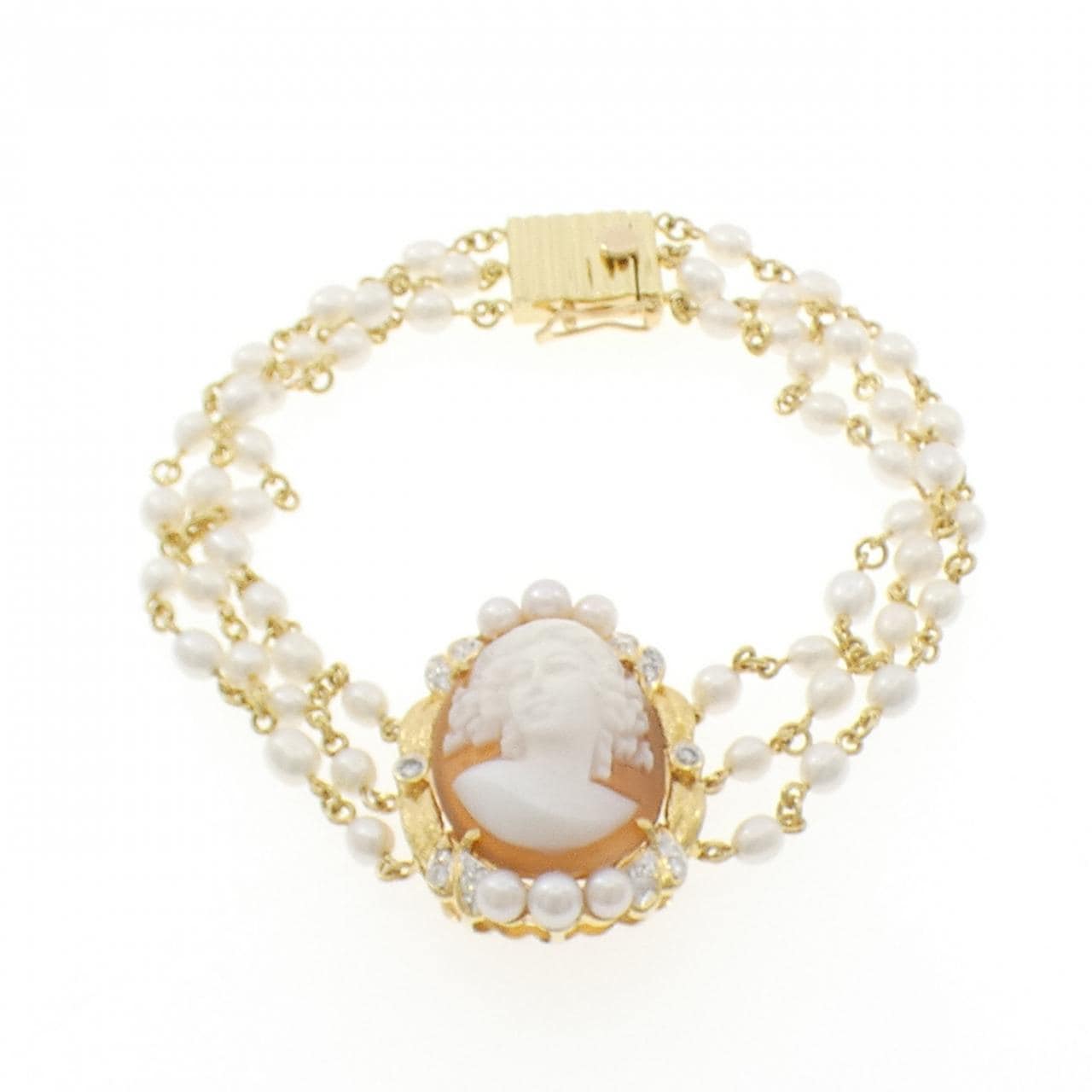 K18YG/K18WG シェルカメオ ブレスレット