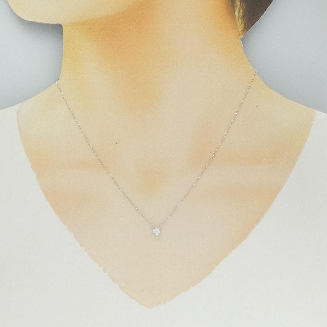K18WG ダイヤモンド ネックレス 0.10CT