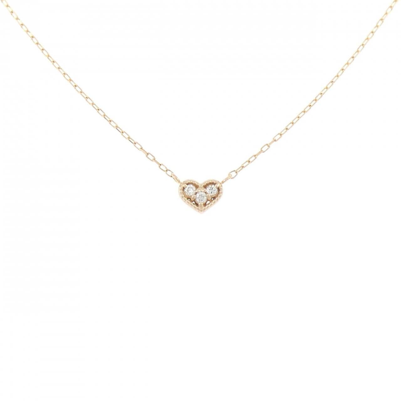 K18PG ハート ダイヤモンド ネックレス 0.03CT
