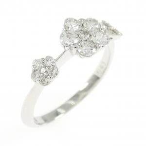 K18WG フラワー ダイヤモンド リング 0.43CT