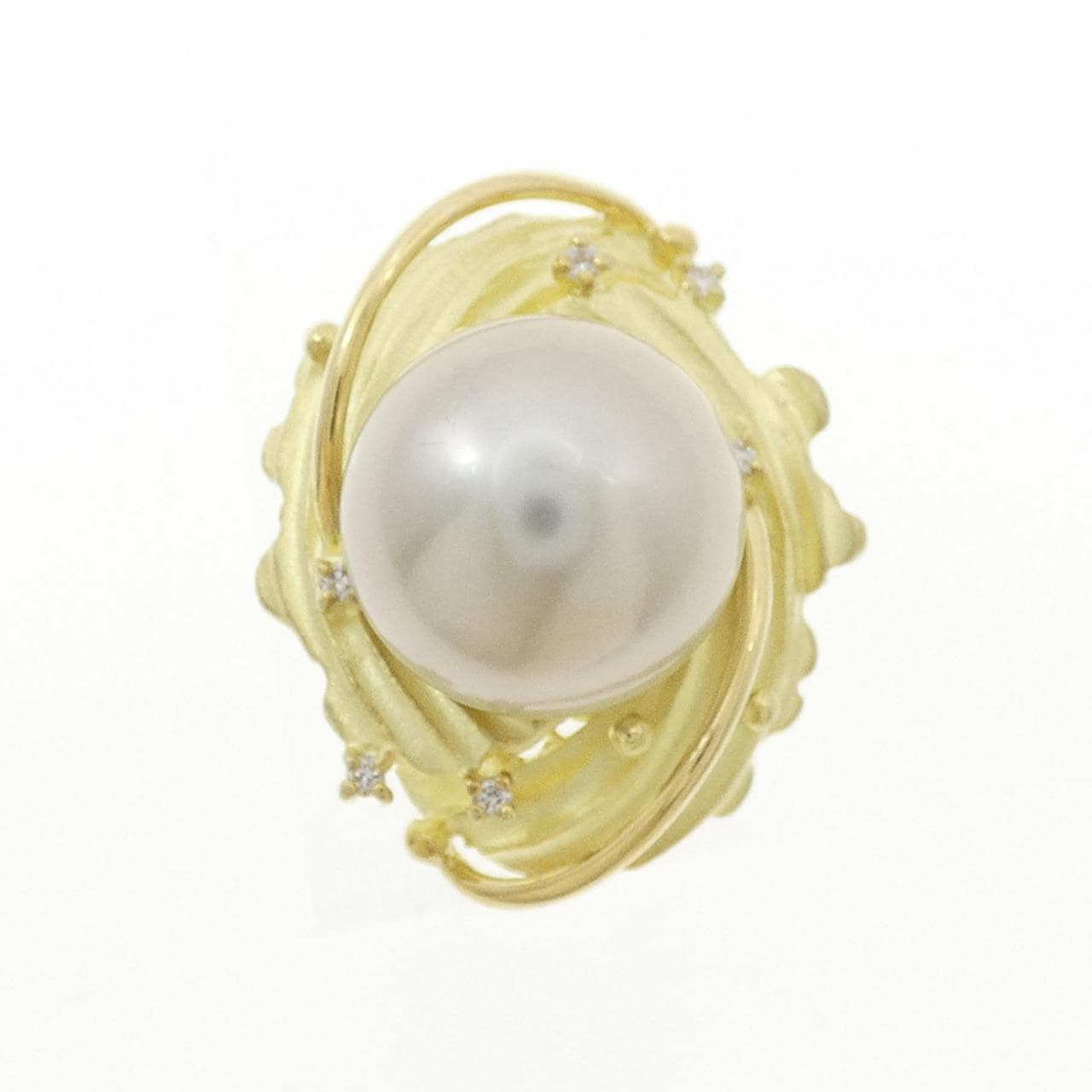 K18YG 黒蝶パール リング 13.5mm