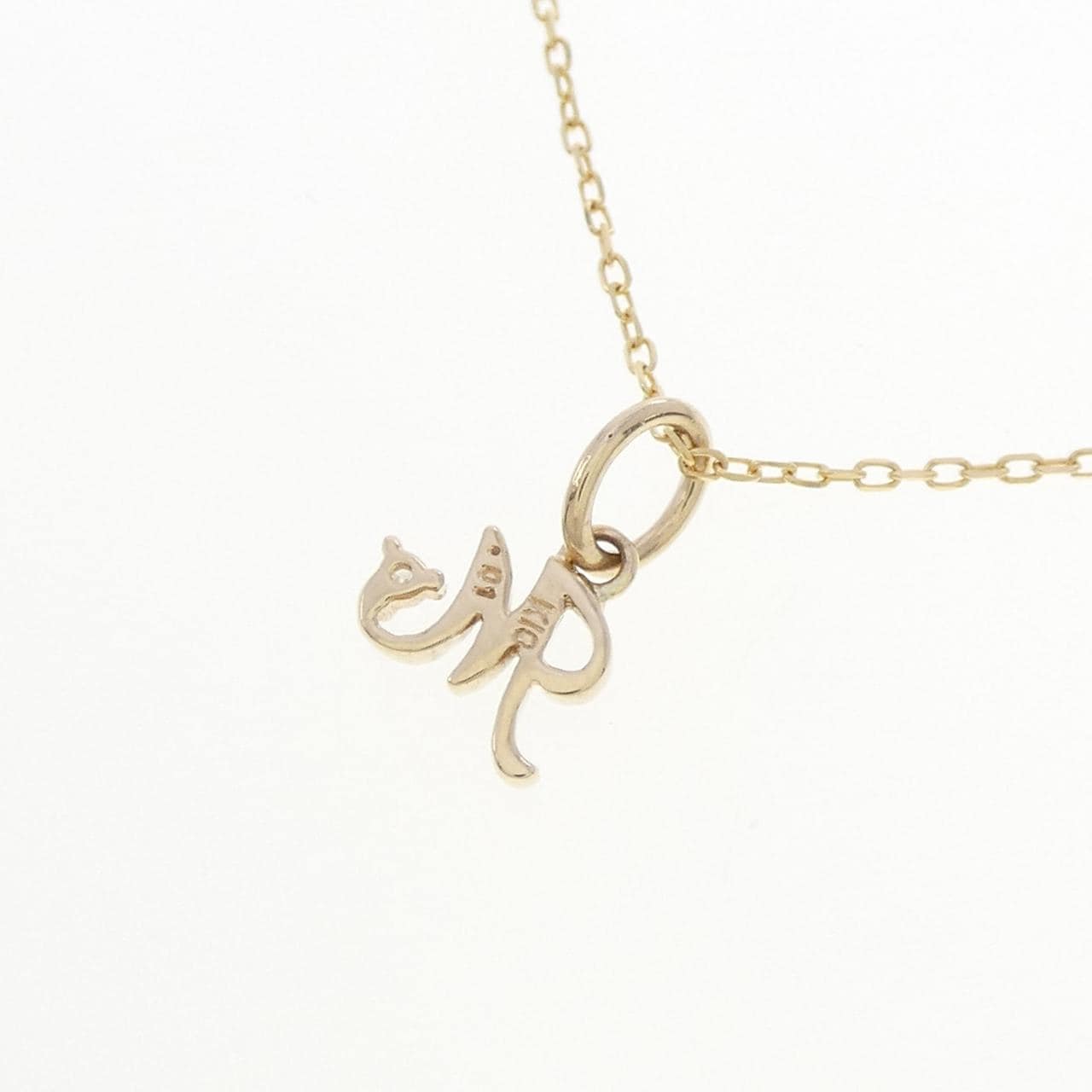 K10YG イニシャルM ダイヤモンド ネックレス 0.01CT