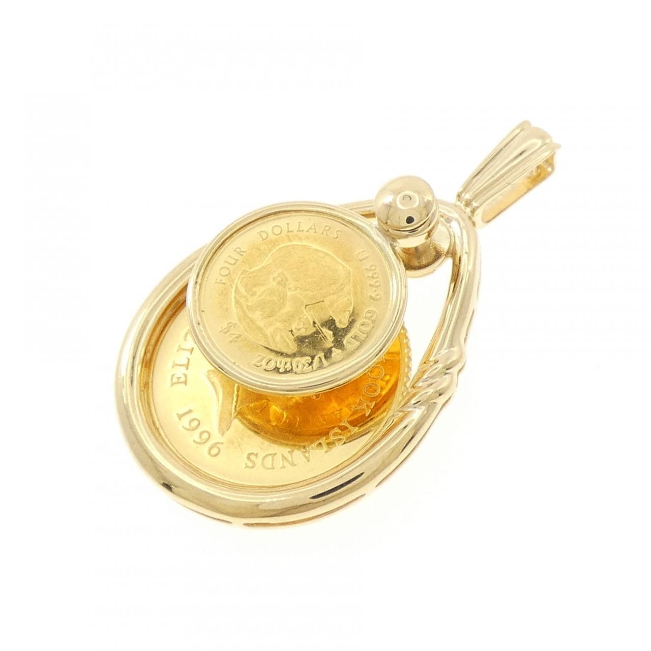 K18YG(枠) コイン ペンダント