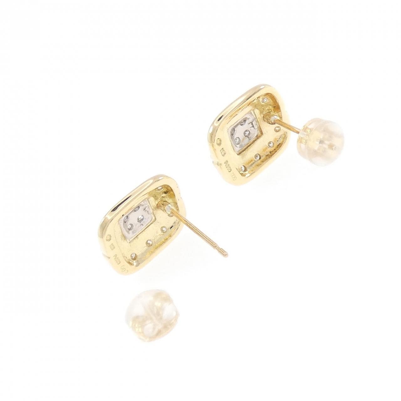 K18YG/PT850 ダイヤモンド ピアス 0.18CT