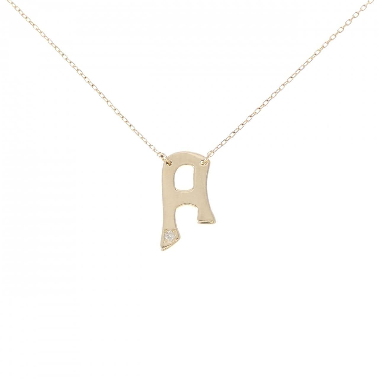 K18YG イニシャルA ダイヤモンド ネックレス 0.02CT