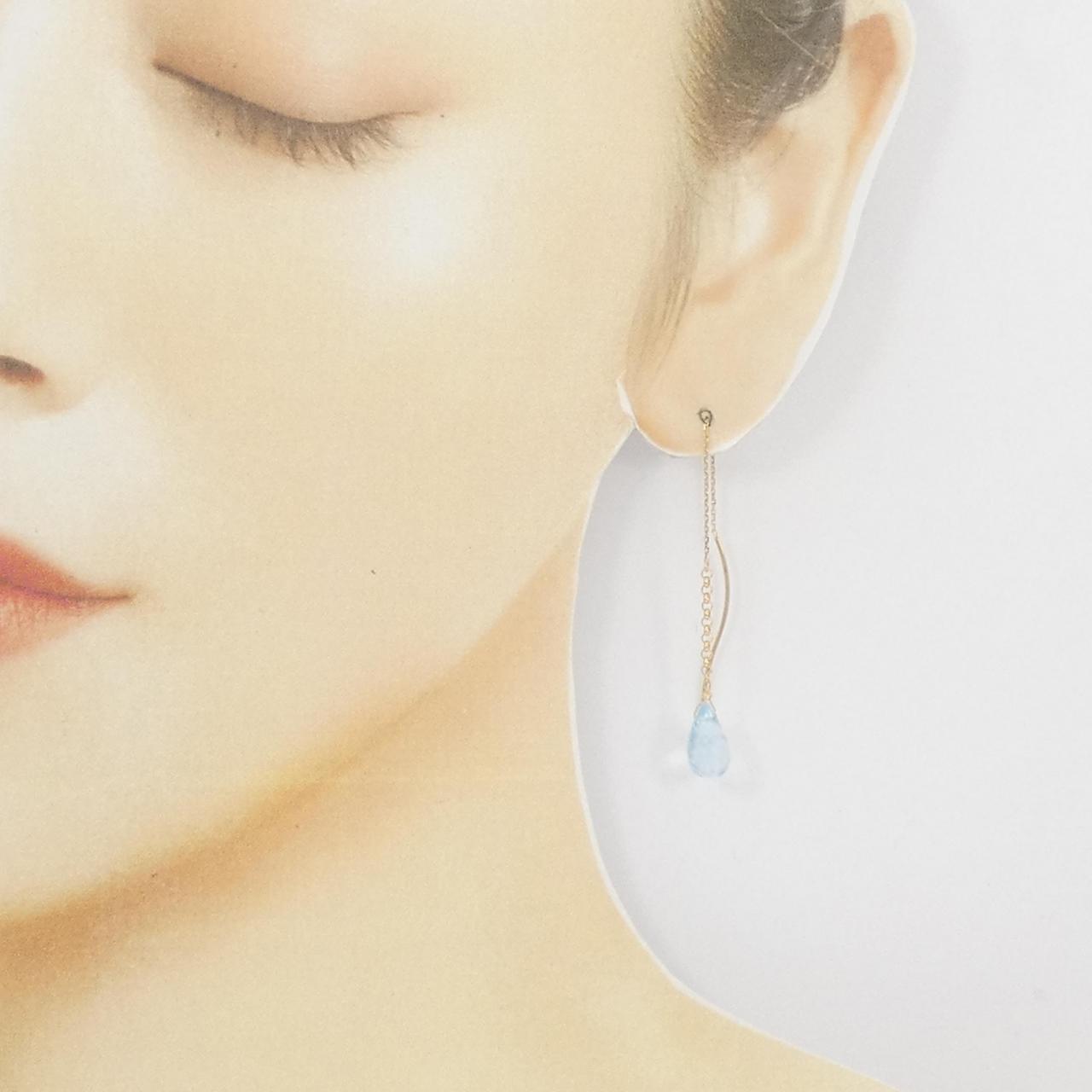 K18YG Blue Topaz Earrings 4.80CT