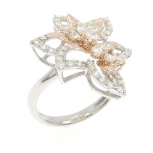 PT950/K18PG フラワー ダイヤモンド リング 0.85CT