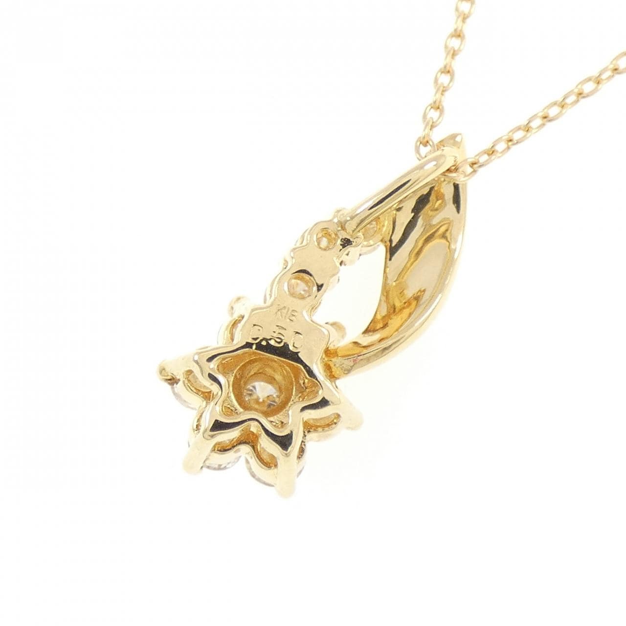 K18YG フラワー ダイヤモンド ネックレス 0.50CT