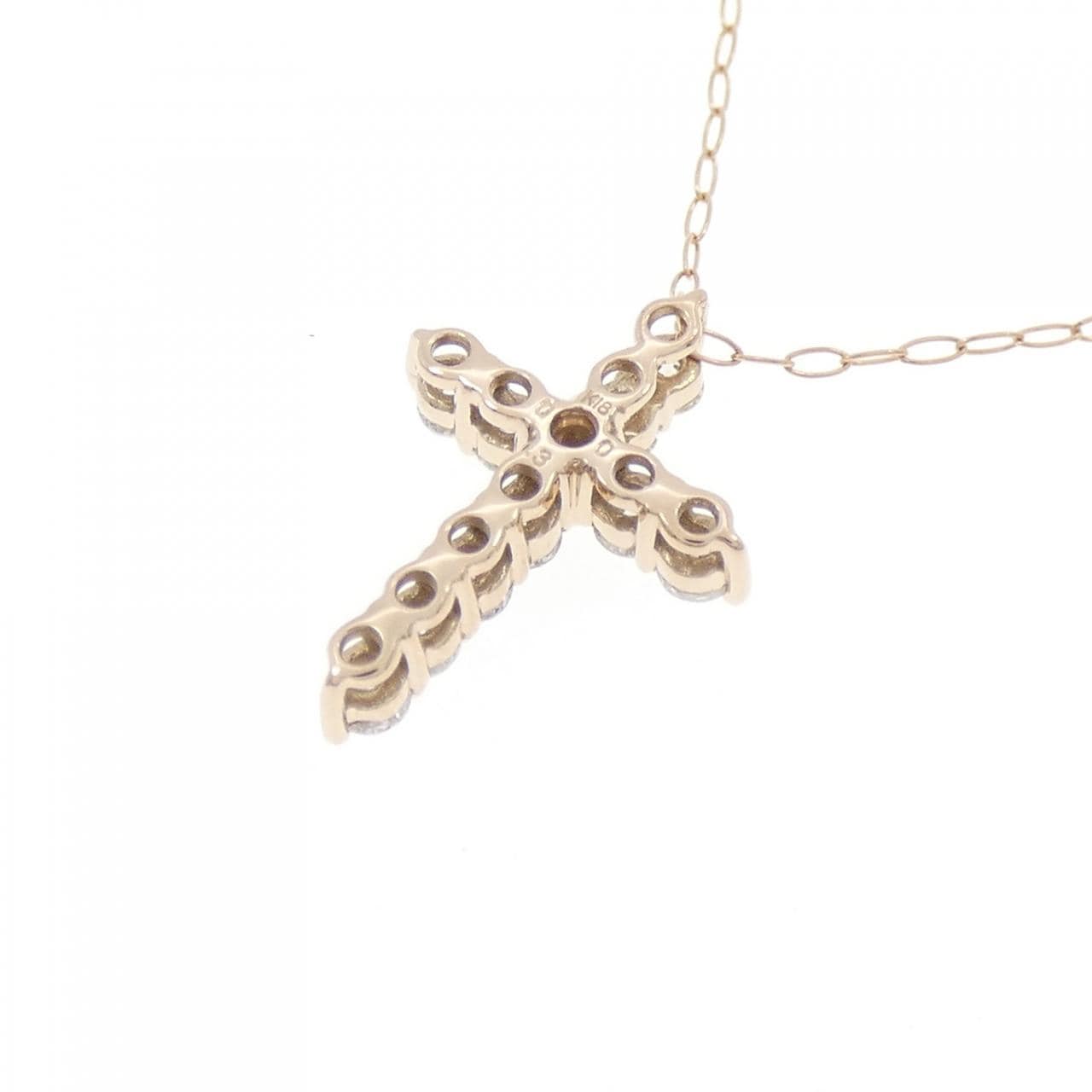 K18PG クロス ダイヤモンド ネックレス 0.30CT