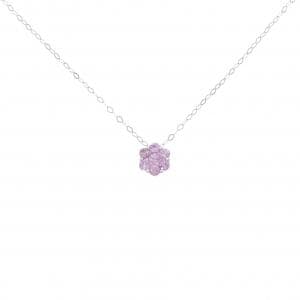 K18WG/750WG フラワー サファイヤ ネックレス 0.42CT