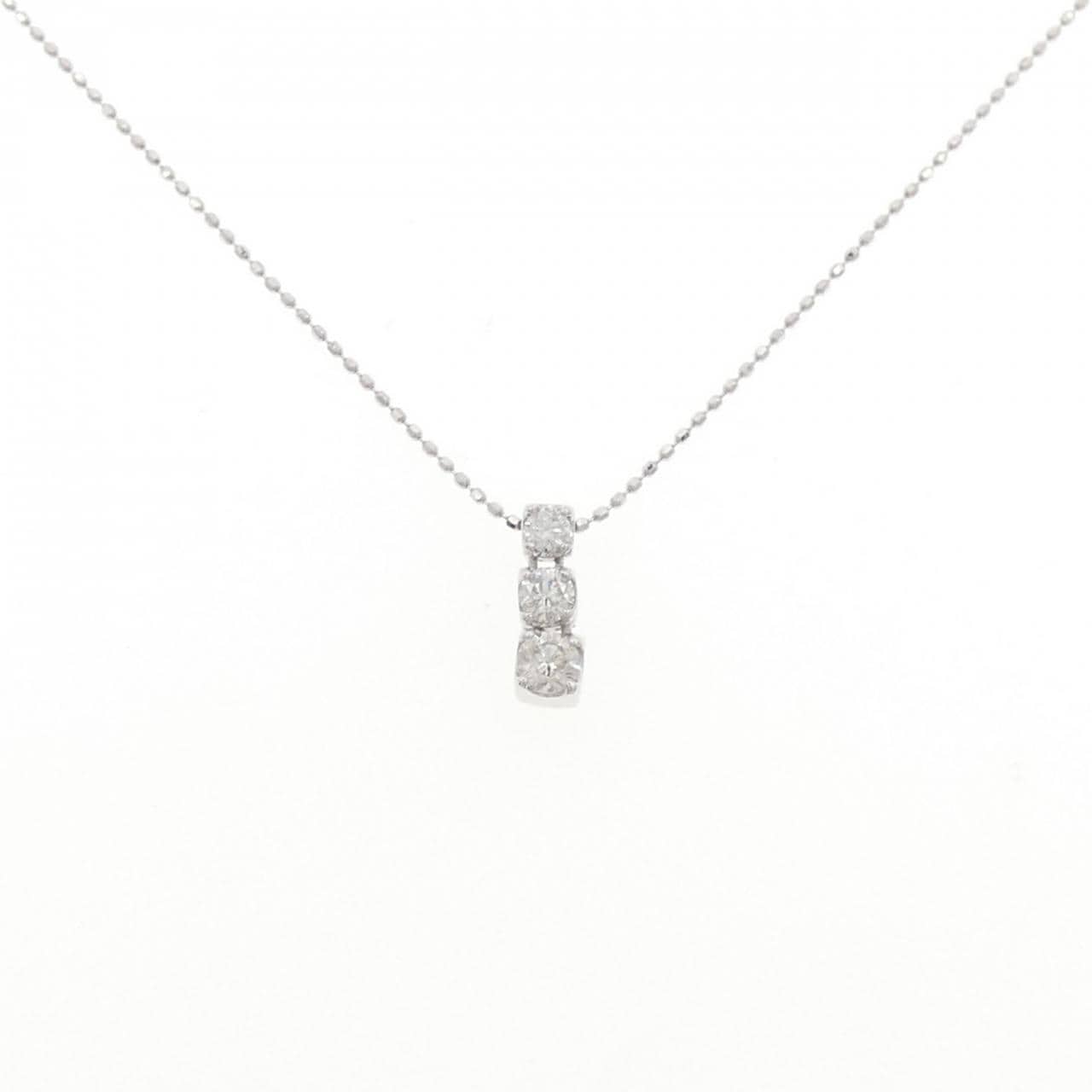 K18WG 三石鑽石項鍊 0.30CT