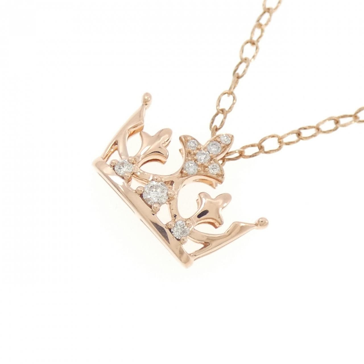 10KPG/K10PG クラウン ダイヤモンド ネックレス 0.11CT