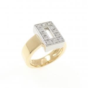 K18YG/PT900 ダイヤモンド ピンキー リング 0.12CT