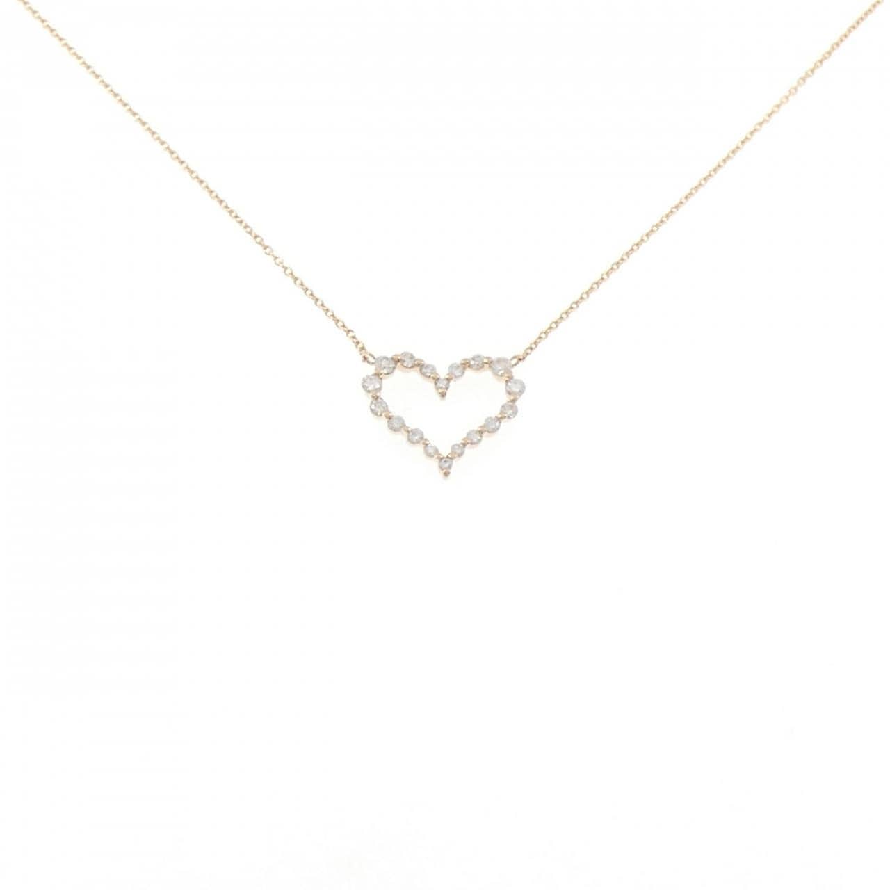 K18PG ハート ダイヤモンド ネックレス 0.30CT